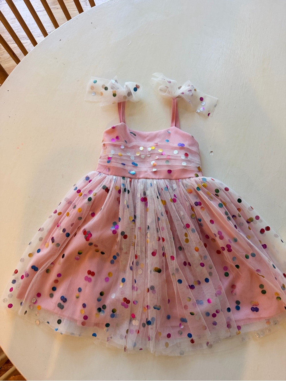 Girls Pink Confetti Tulle Party Dress